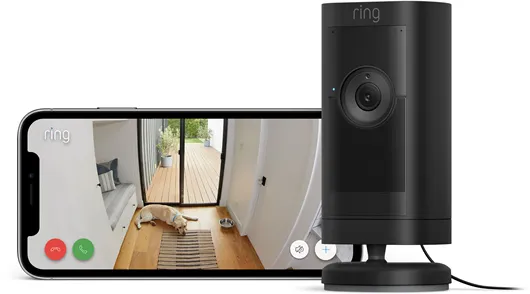 Ring Stick Up Cam Pro Utomhusövervakningskamera med nätadapter, svart